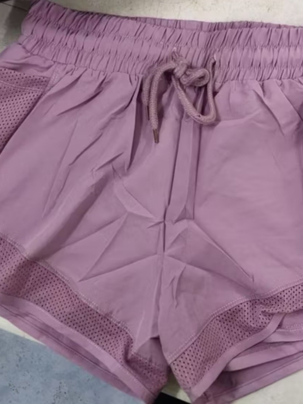 Women’s Lavender Drawstring Athletic Shorts